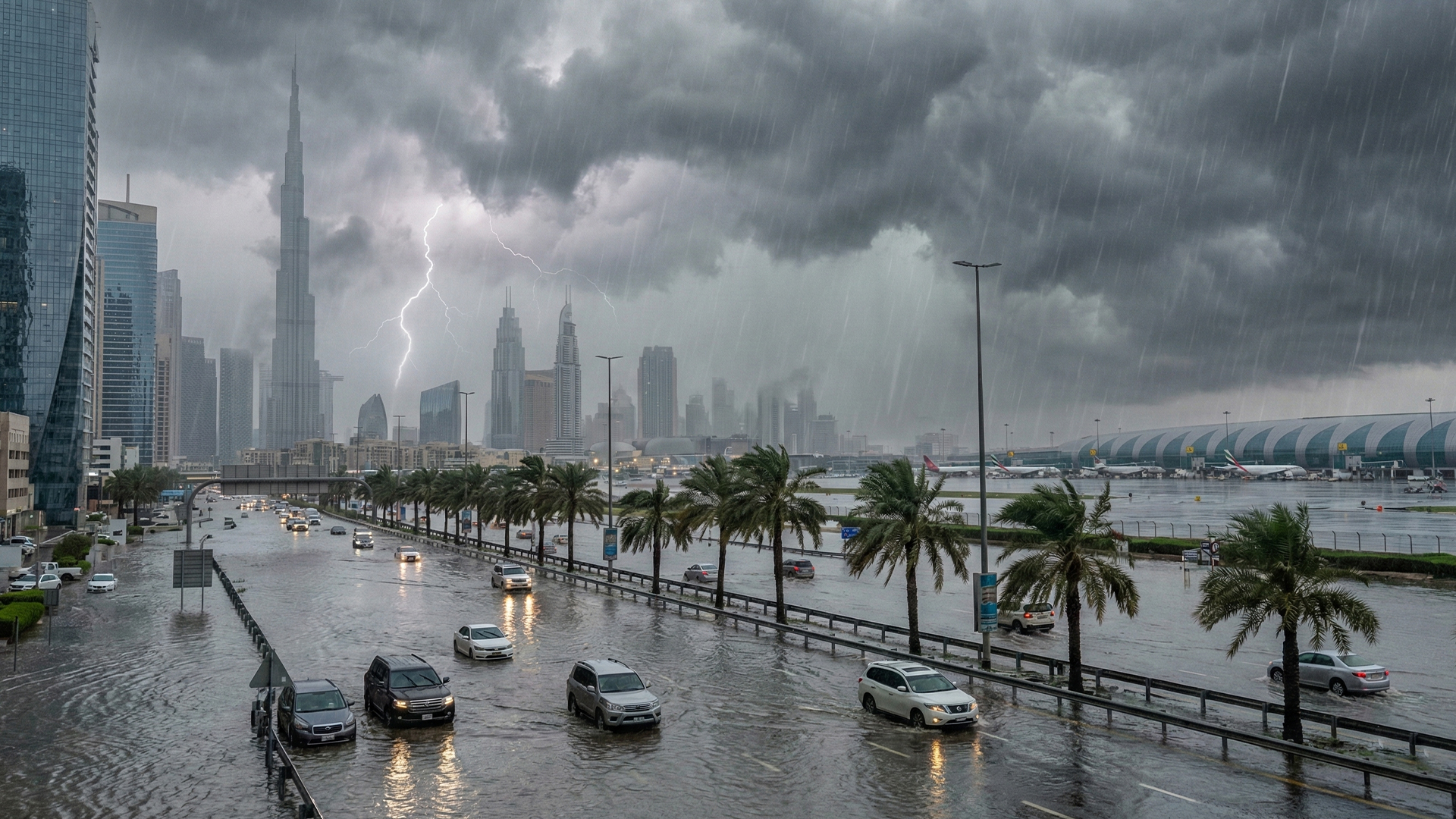 Flights cancelled roads flooded as rare storm soaks UAE