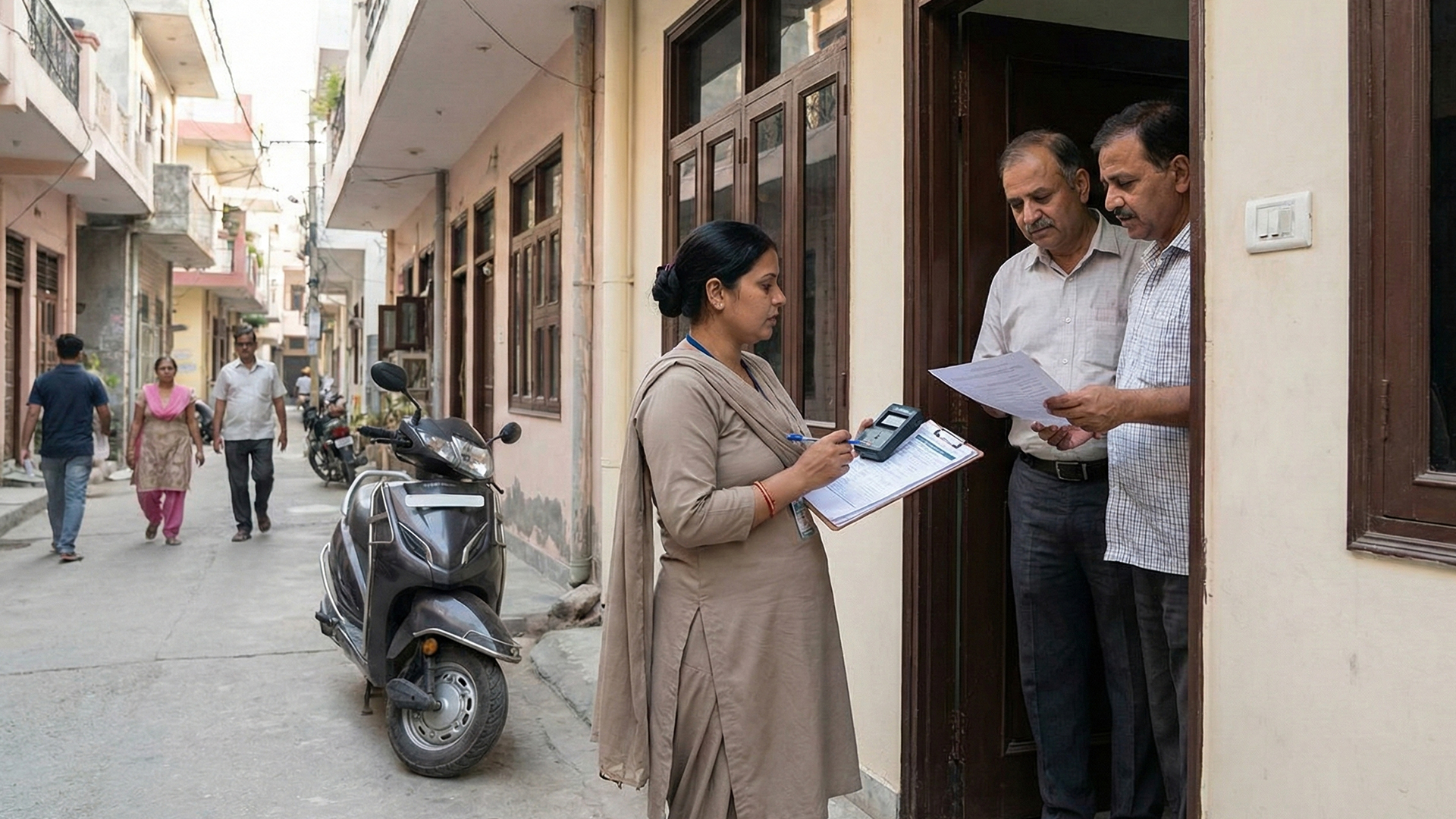 Three men using computers at an office in Ghana
