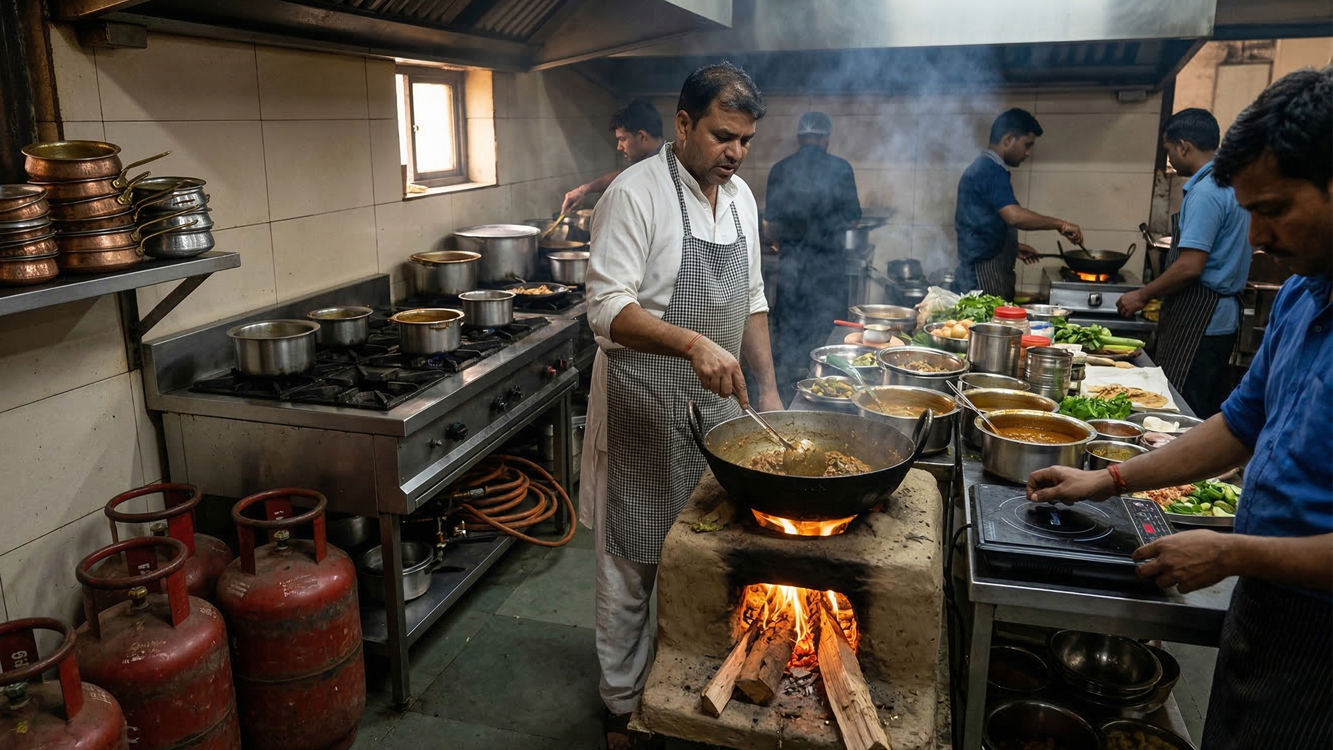 Three men using computers at an office in Ghana