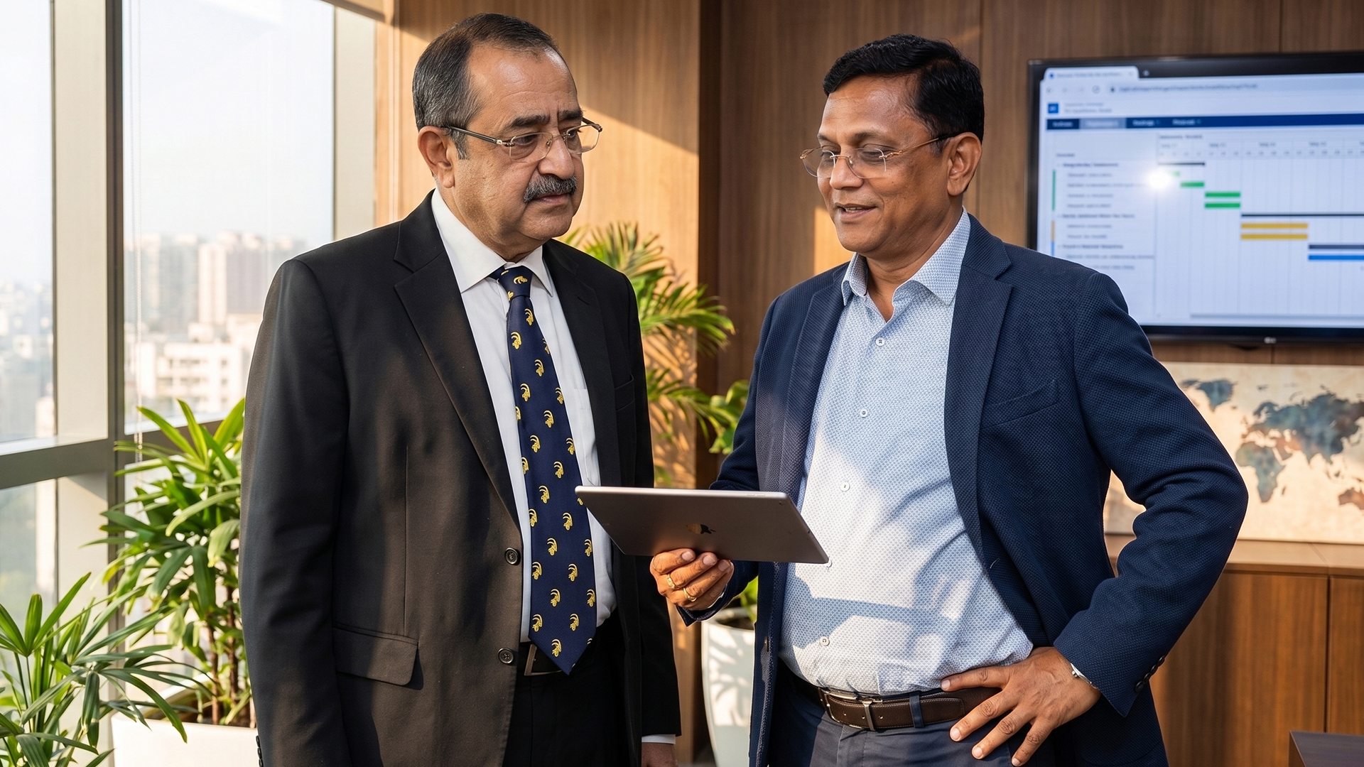 Three men using computers at an office in Ghana
