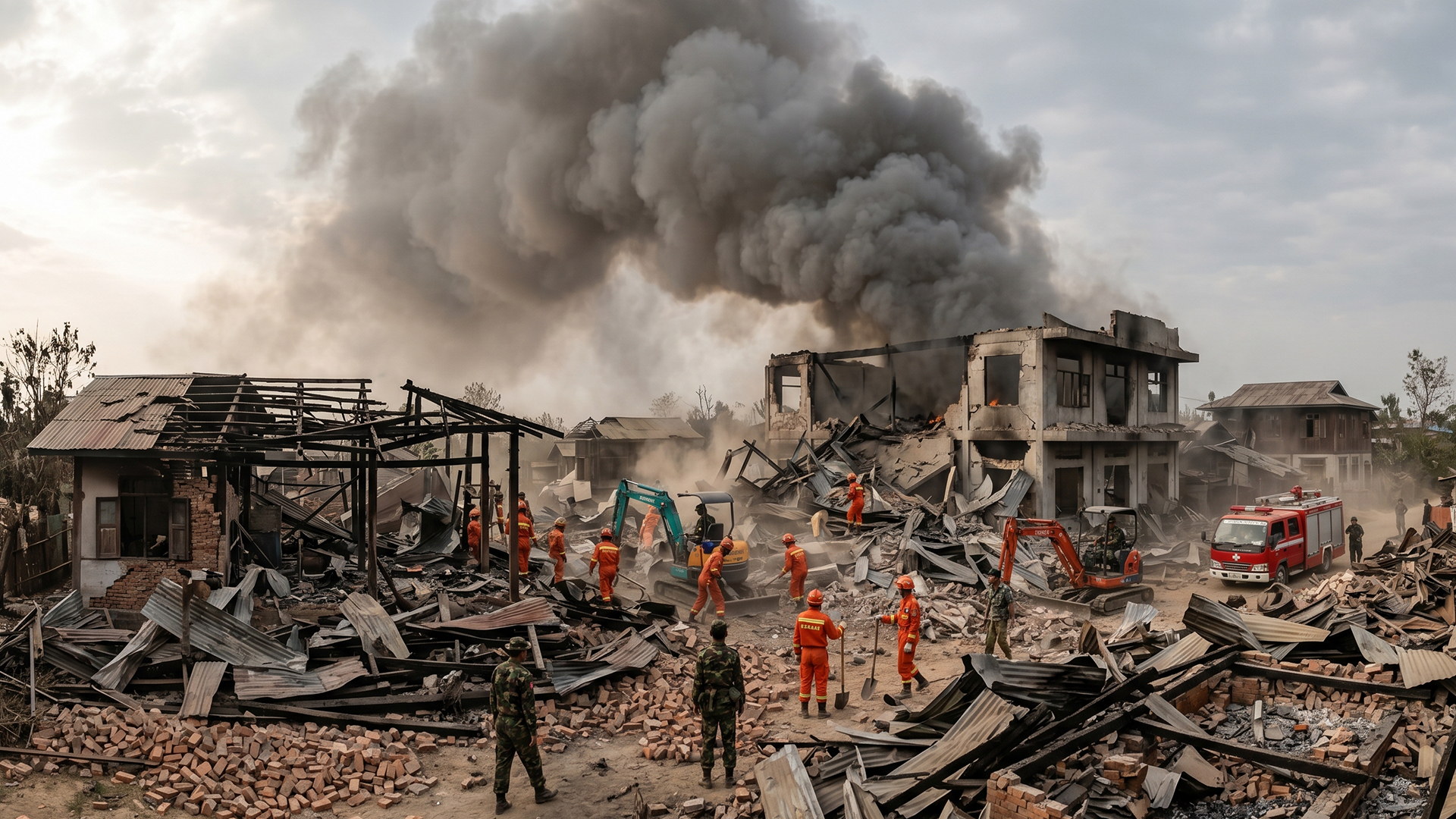 More than 45 dead in Myanmar town after massive blast in building storing